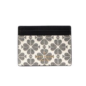 New Kate Spade Signature Spade Flower Small Slim Card Holder Black Multi